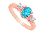 Fine Jewelry Vault UBUNR83437P149X7CZBT Blue Topaz CZ Three Stones Ring in 14K Rose Gold 2 Stones