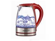Brentwood KT 1900R Tempered Glass Tea Kettles 1.7 Ltr Red
