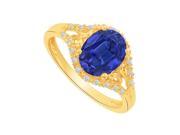 Fine Jewelry Vault UBUNR84214AGVY9X7CZS Sapphire CZ Split Shank Ring in 18K Yellow Gold Vermeil 20 Stones