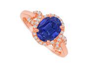 Fine Jewelry Vault UBUNR83926P149X7CZS Sapphire CZ Criss Cross Shank 14K Rose Gold Ring 36 Stones