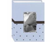 Pioneer 407548 Baby Dot Fabric Frame 4 x 6 in. Photo Album 100 Pockets Blue Brown