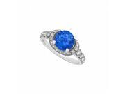 Fine Jewelry Vault UBUNR83890AGCZS Sapphire CZ Engagement Ring in 925 Sterling Silver 8 Stones