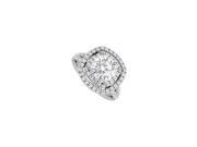 Fine Jewelry Vault UBLRBK24W14CZ Split Band CZ Halo Engagement Ring With big CZ in 14K White Gold 82 Stones