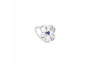 Fine Jewelry Vault UBRS71457W14S 123 Sapphire Flower Ring in 14K White Gold 0.10 CT TGW