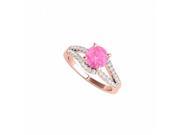 Fine Jewelry Vault UBUNR50851EAGVRCZPS Split Shank Design Pink Sapphire CZ Engagement Ring 28 Stones