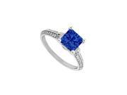 Fine Jewelry Vault UBUJ9330AGCZS 4 Prong Set Sapphire CZ Engagement Ring in 925 Sterling Silver 12 Stones