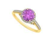 Fine Jewelry Vault UBNR83884AGVYCZAM Amethyst CZ Specially Designed Cool Engagement Ring in Yellow Gold Vermeil 40 Stones