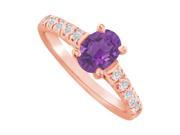 Fine Jewelry Vault UBNR82901AGVR8X6CZAM Oval Amethyst CZ Ring in 14K Rose Gold Vermeil 10 Stones