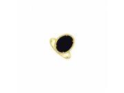 Fine Jewelry Vault UBLRBK70244YPCZBOX Pure Black Onyx Ring CZ in Sterling Silver Overlay 18K Yellow Gold 15.08 CT TGW 4 Stones