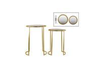 Urban Trends Collection 94198 Metal Round Table Distressed Metal Finish Gold Set of Two