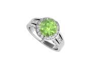 Fine Jewelry Vault UBNR83556AGCZPR Peridot CZ Engagement Ring in 925 Sterling Silver 22 Stones