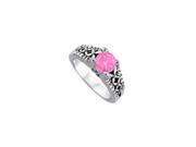 Fine Jewelry Vault UBUNR50346AGCZPS September Birthstone Pink Sapphire CZ 1.50 CT TGW 28 Stones