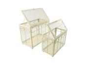 NorthLight Gold Antique White Brushed Metal Nesting Greenhouse Terrariums 8.25 to 12 in. Set of 2