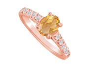 Fine Jewelry Vault UBNR82901P148X6CZCT Oval Citrine CZ Accent Ring in 14K Rose Gold 10 Stones