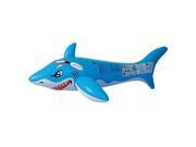 NorthLight Shark Rider Inflatable Swimming Pool Float Toy with Handles Blue White 71 in.