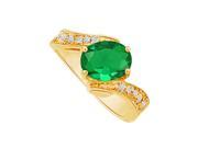 Fine Jewelry Vault UBUNR82556AGVY9X7CZE Emerald CZ Semi Swirl Ring in 18K Yellow Gold Vermeil 4 Stones