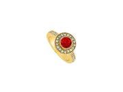Fine Jewelry Vault UBUNR84465AGVYCZR Elegant Ruby CZ Halo Engagement Ring 1.50 CT TGW 34 Stones