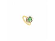 Fine Jewelry Vault UBUK10975Y14CZE Created Emerald CZ Ring 14K Yellow Gold 1.50 CT TGW 12 Stones