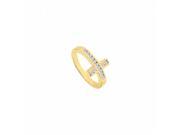 Fine Jewelry Vault UBF608Y14D Diamond Sideways Cross Ring in 14K Yellow Gold 0.33 CT Diamonds 14 Stones