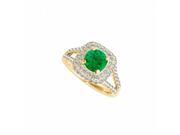 Fine Jewelry Vault UBUNR50848EAGVYCZE Split Shank Design Prong Set Emerald CZ Ring 16 Stones