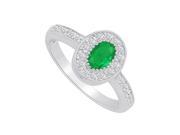 Fine Jewelry Vault UBUNR83376W147X5CZE Perfect Jewelry Emerald CZ Halo Ring in 14K White Gold 8 Stones