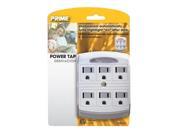 Prime PB801105 6 Outlet White Power Tap with Photocell Nightlight Cover