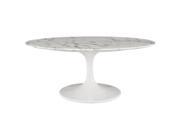 East End Imports EEI 1140 WHI Lippa 42 in. Oval Shaped Artificial Marble Coffee Table White
