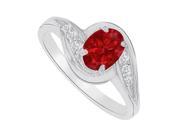Fine Jewelry Vault UBUNR81593W147X5CZR Ruby CZ Swirl Engagement Ring in 14K White Gold 2 Stones