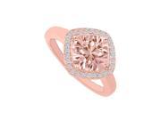 Fine Jewelry Vault UBNR83917P148X8DMG Natural Diamonds Square Morganite Halo Rose Gold Ring 28 Stones