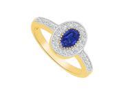 Fine Jewelry Vault UBUNR83376AGVY7X5CZS Sapphire CZ Oval Shaped Ring in 18K Yellow Gold Vermeil 8 Stones