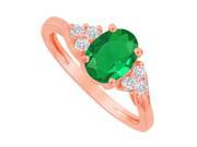 Fine Jewelry Vault UBUNR83932P148X6CZE Oval Shaped Emerald CZ Designer 14K Rose Gold Ring 6 Stones