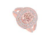 Fine Jewelry Vault UBNR83750P149X7CZMG Morganite CZs Halo Rose Gold Engagement Ring 98 Stones