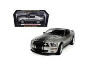 Shelby Collectibles SC305 2008 Ford Shelby Mustang GT500 Super Snake Grey with Black Stripes 1 18 Diecast Car Model