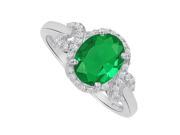 Fine Jewelry Vault UBUNR83926W149X7CZE Emerald CZ Oval Ring in 14K White Gold 36 Stones