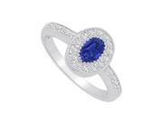 Fine Jewelry Vault UBUNR83376AG7X5CZS Sapphire CZ Halo Engagement Ring in Sterling Silver 8 Stones