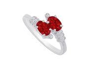 Fine Jewelry Vault UBUNR81088AG6X4CZR Ruby CZ Sterling Silver Designer Engagement Ring 2 Stones
