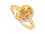 Fine Jewelry Vault UBNR83790Y149X7CZCT Oval Citrine CZ Half Halo Ring in 14K Yellow Gold 9 Stones
