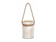 Woodland 28854 Stylish Tinted Glass Candle Lantern with a Sturdy Rope Handle