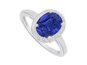 Fine Jewelry Vault UBUNR83790AG9X7CZS Sapphire CZ Engagement Ring in Sterling Silver 9 Stones