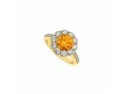 Fine Jewelry Vault UBNR50578AGVYCZCT 18K Yellow Gold Vermeil November Birthstone Citrine CZ Halo Engagement Ring 10 Stones