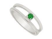 Fine Jewelry Vault UBNR81355W14E Beautiful Emerald Mother Ring in 14K White Gold