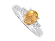 Fine Jewelry Vault UBNR83133AG8X6CZCT Citrine CZ Three Stones Ring in 925 Sterling Silver 2 Stones