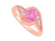 Fine Jewelry Vault UBUNR81593P147X5CZPS Pink Sapphire CZ Semi Swirl Ring in 14K Rose Gold 2 Stones