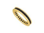 Fine Jewelry Vault UBM14YSQ600BD16035 Mens Black Diamond Eternity Band in 14K Yellow Gold 6 CT Diamonds