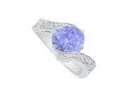 Fine Jewelry Vault UBUNR82556AG9X7CZTZ 925 Sterling Silver Tanzanite CZ Twisted Shank Ring 4 Stones