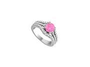Fine Jewelry Vault UBUNR84627AGCZPS Pink Sapphire CZ Ring in Sterling Silver 1.75 CT TGW 58 Stones