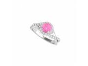 Fine Jewelry Vault UBUNR50886EAGCZPS Sterling Silver Criss Cross Ring With Pink Sapphire CZ 30 Stones