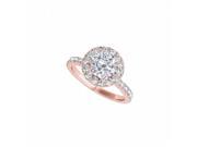Fine Jewelry Vault UBNR50838EAGVRCZ Cool Rose Gold Vermeil Halo Engagement Ring With CZ