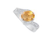 Fine Jewelry Vault UBNR82556W149X7CZCT Citrine CZ Twisted Shank Ring in 14K White Gold 4 Stones