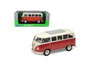 Welly 12531r 1963 Volkswagen Microbus T1 Bus Red 1 18 Diecast Model Car